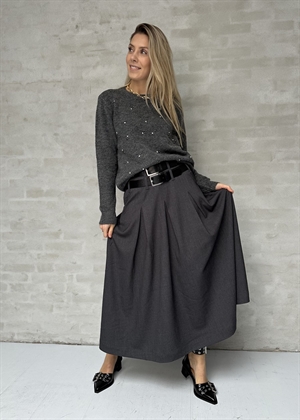 Tailor skirt with belts Med.Grey Melange Copenhagen Muse 